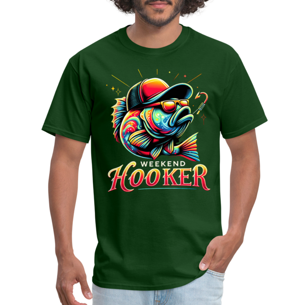 Weekend Hooker T-Shirt (Fishing) - forest green