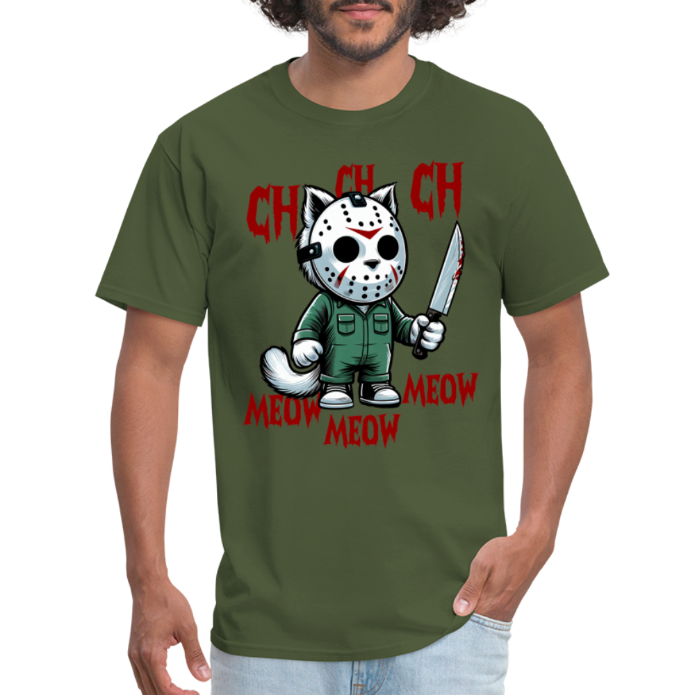 Vintage Movie Halloween Cat T-Shirt - military green