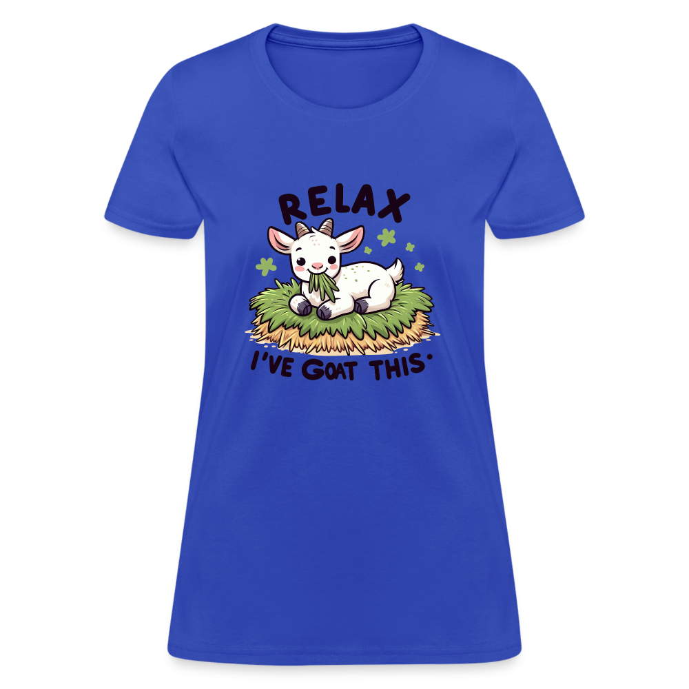 Relax I've Goat This Women's Contoured T-Shirt (Cute Goat) - royal blue