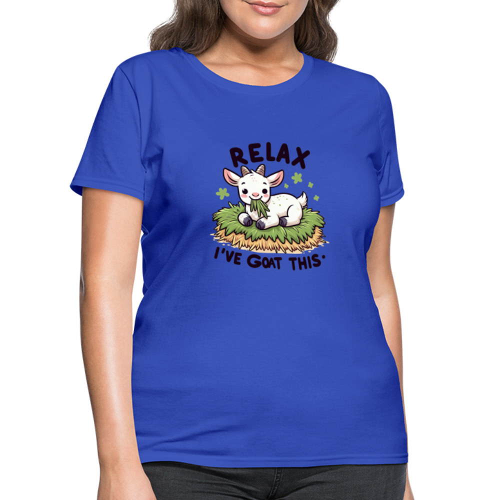 Relax I've Goat This Women's Contoured T-Shirt (Cute Goat) - royal blue