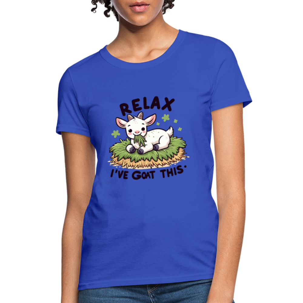 Relax I've Goat This Women's Contoured T-Shirt (Cute Goat) - royal blue