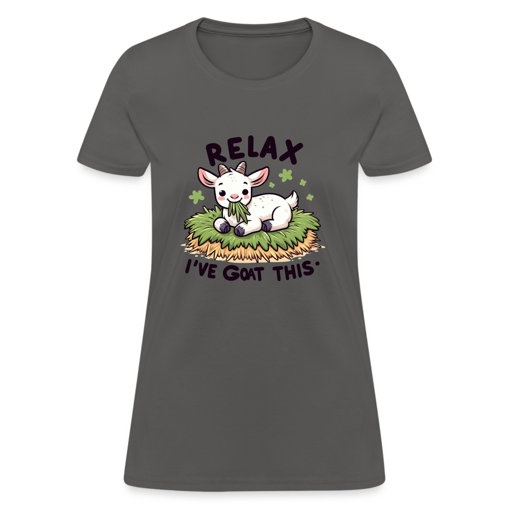 Relax I've Goat This Women's Contoured T-Shirt (Cute Goat) - charcoal