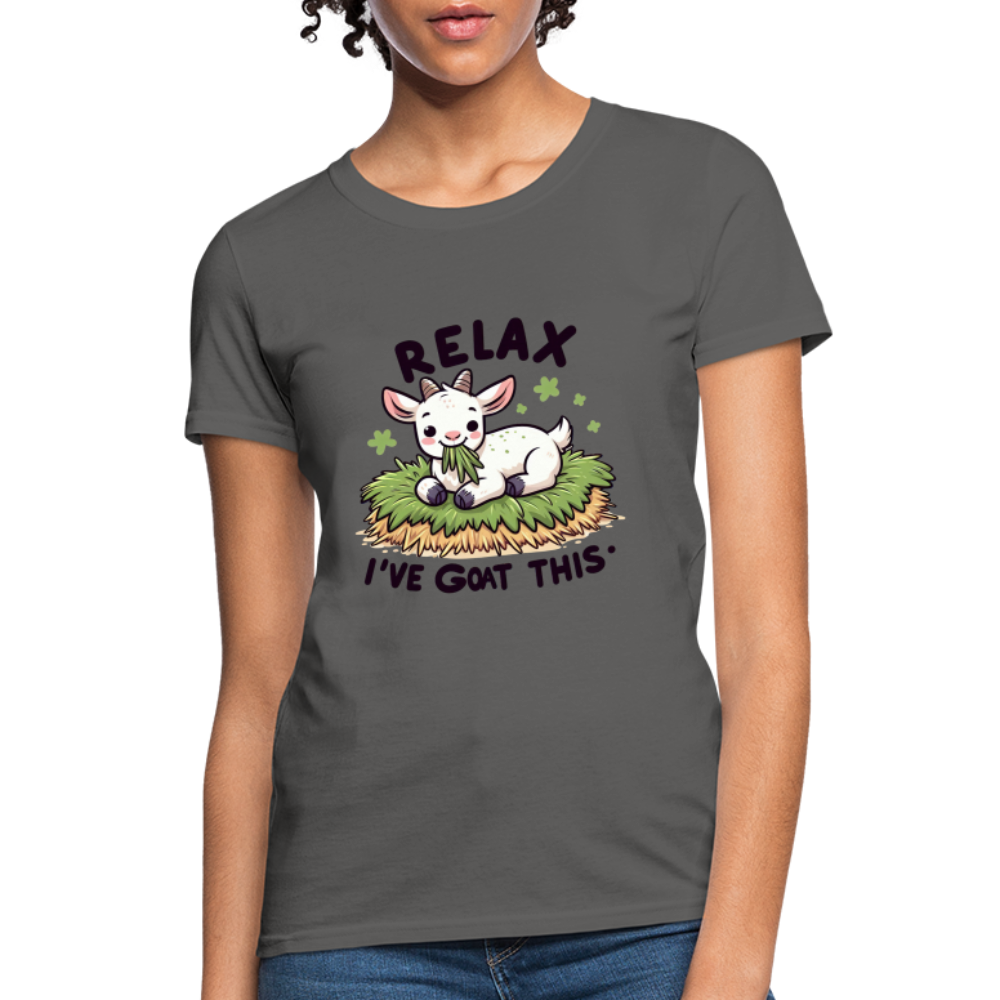 Relax I've Goat This Women's Contoured T-Shirt (Cute Goat) - charcoal