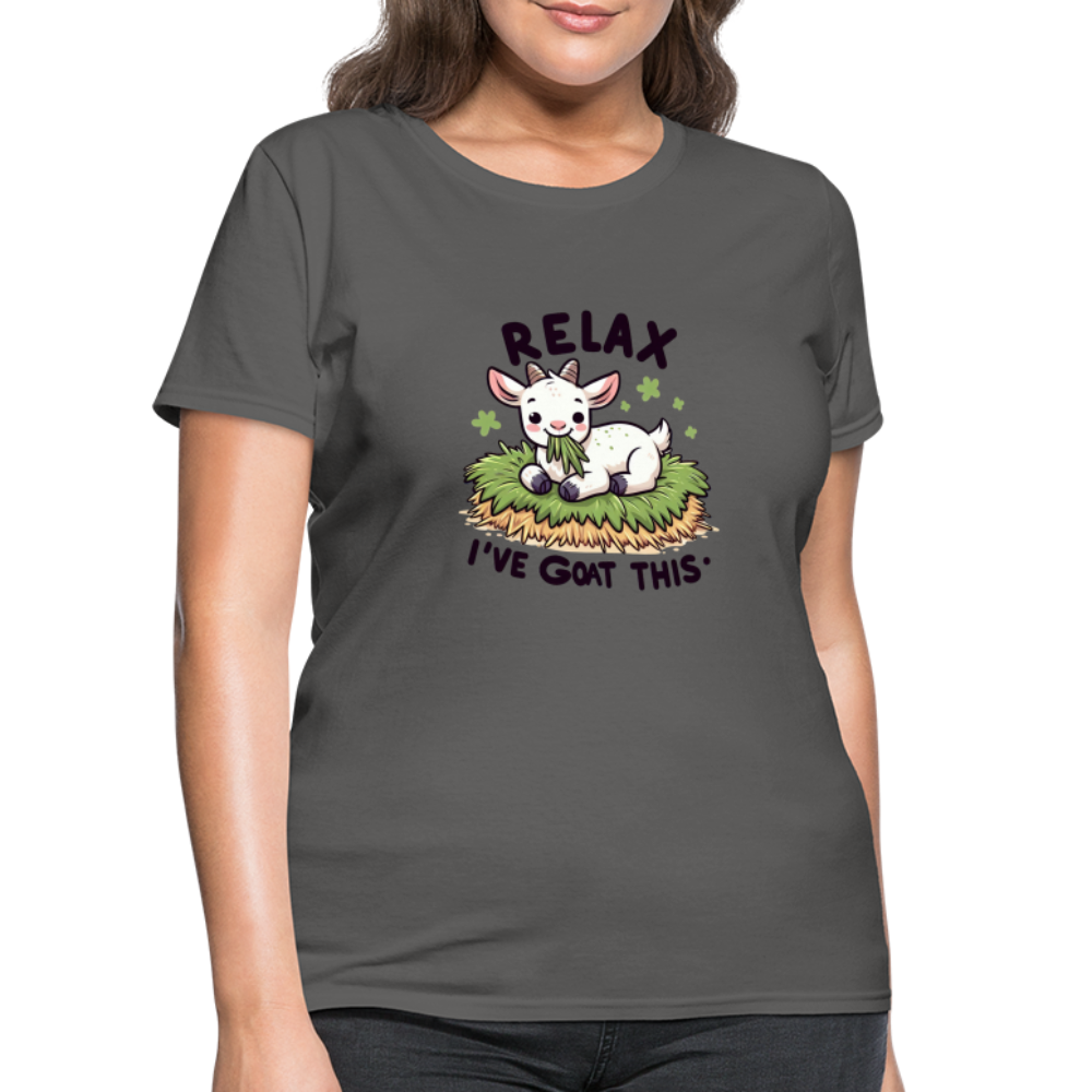 Relax I've Goat This Women's Contoured T-Shirt (Cute Goat) - charcoal