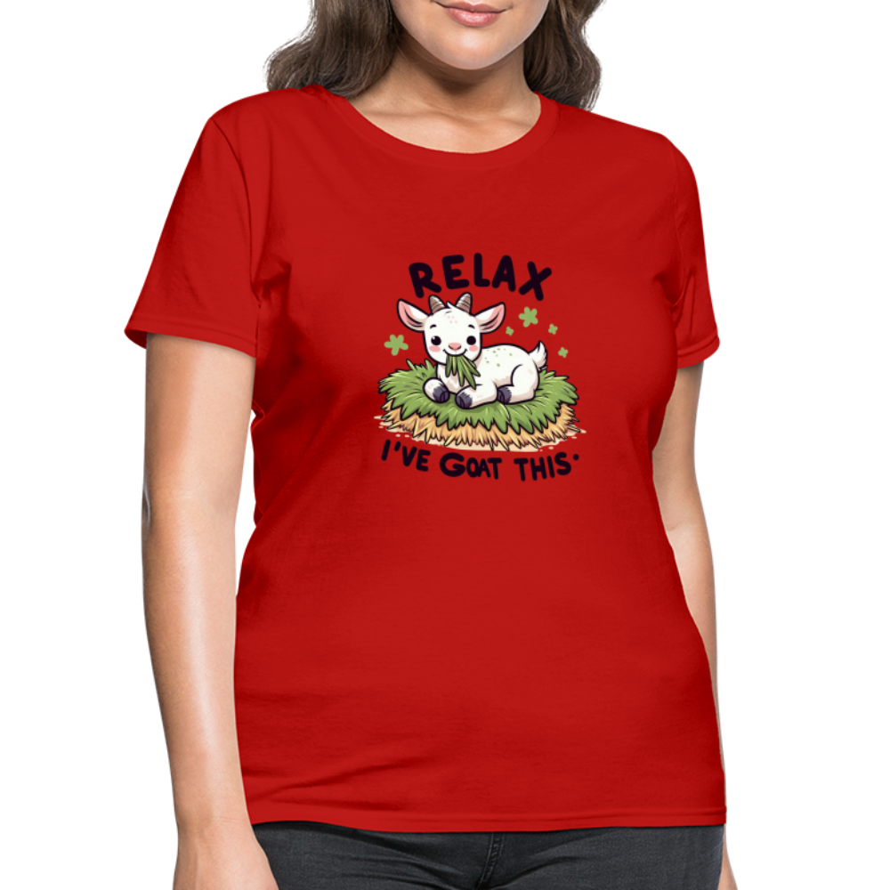 Relax I've Goat This Women's Contoured T-Shirt (Cute Goat) - red