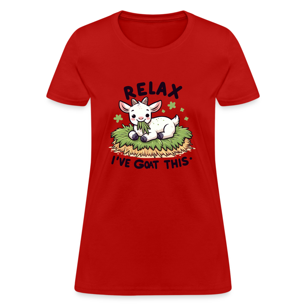 Relax I've Goat This Women's Contoured T-Shirt (Cute Goat) - red