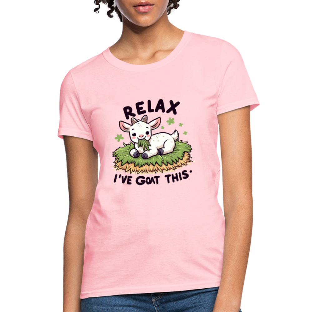 Relax I've Goat This Women's Contoured T-Shirt (Cute Goat) - pink