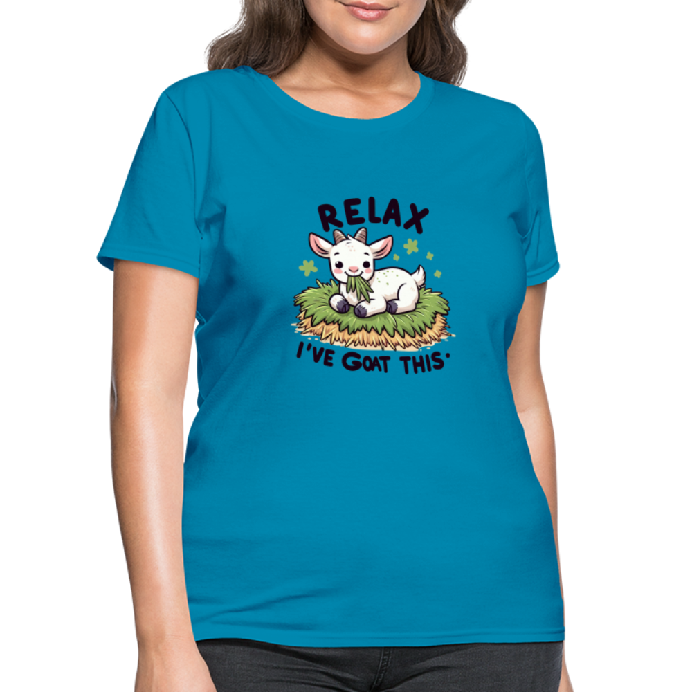 Relax I've Goat This Women's Contoured T-Shirt (Cute Goat) - turquoise