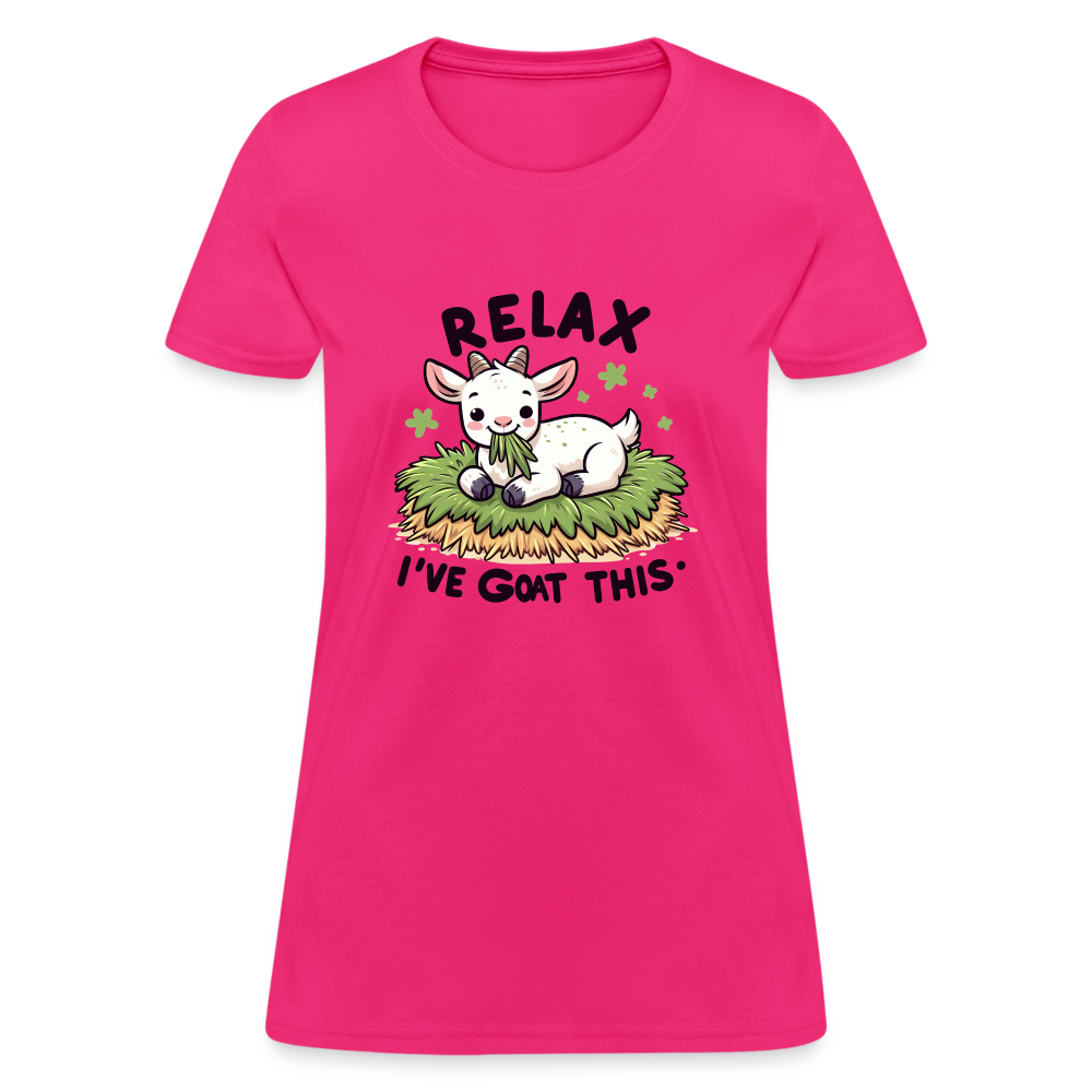 Relax I've Goat This Women's Contoured T-Shirt (Cute Goat) - fuchsia