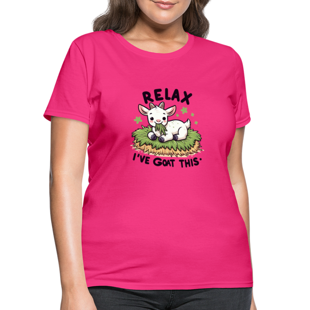 Relax I've Goat This Women's Contoured T-Shirt (Cute Goat) - fuchsia