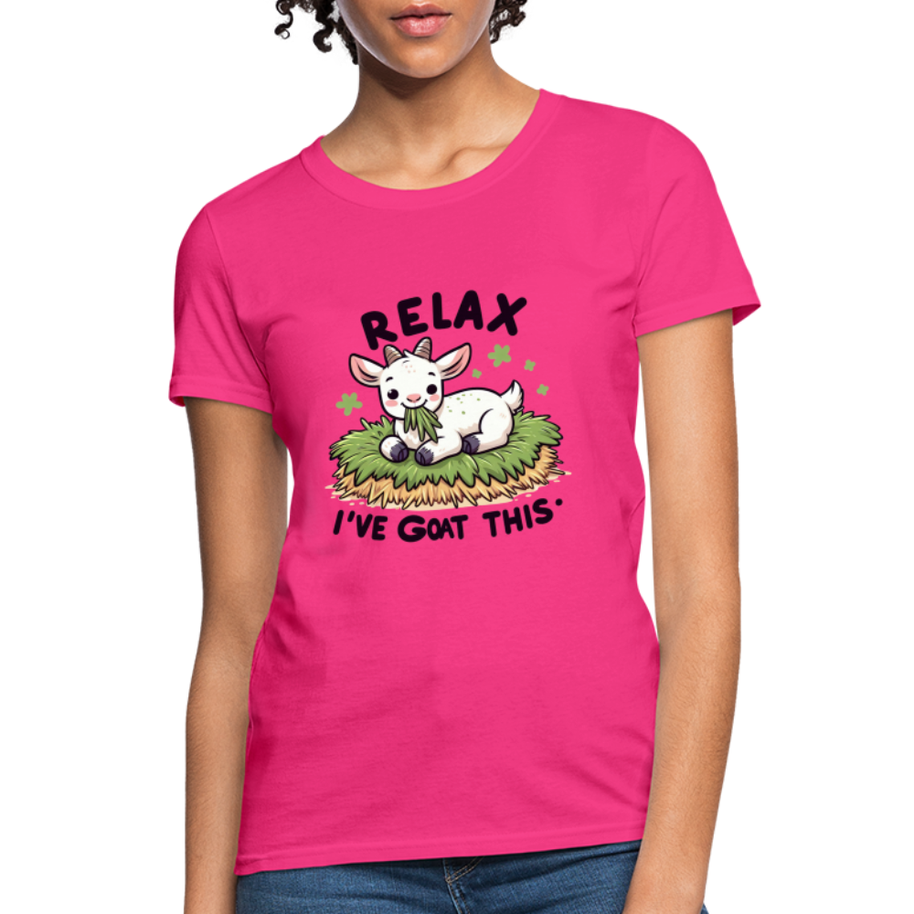 Relax I've Goat This Women's Contoured T-Shirt (Cute Goat) - fuchsia