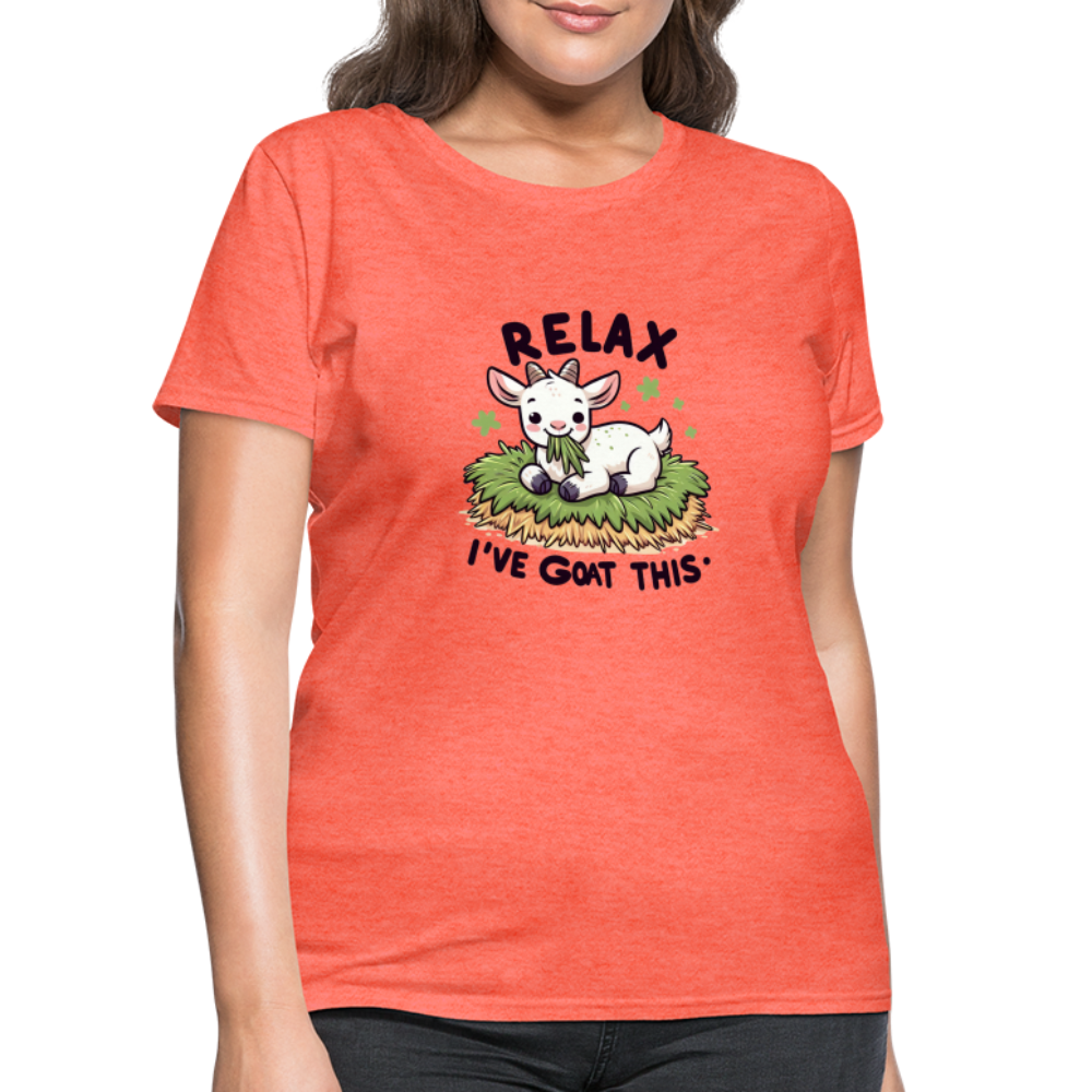 Relax I've Goat This Women's Contoured T-Shirt (Cute Goat) - heather coral