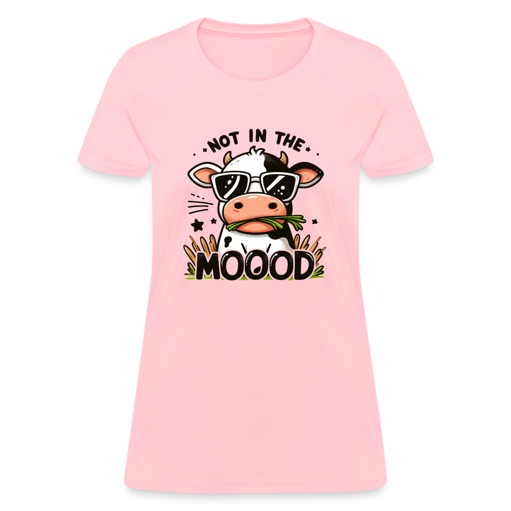 Cow Says Not In The Mood Women's Contoured T-Shirt - pink