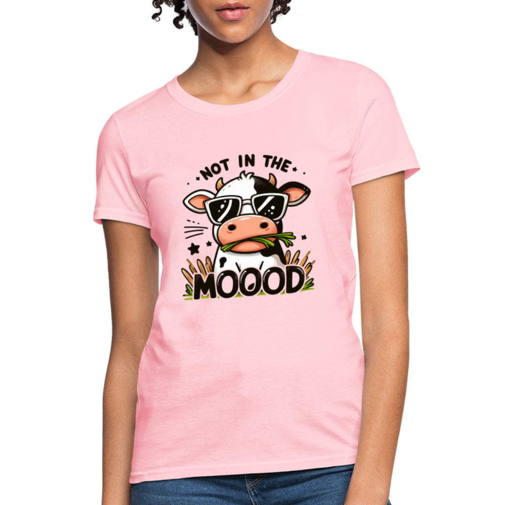 Cow Says Not In The Mood Women's Contoured T-Shirt - pink