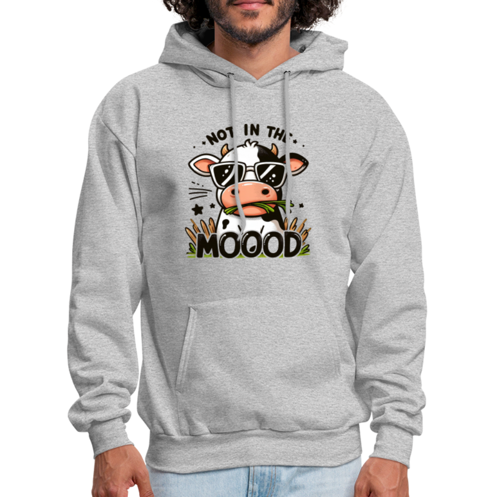Cow Says Not In The Mood Hoodie - heather gray
