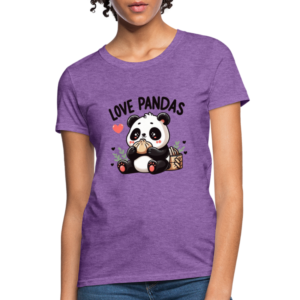 Love Pandas Women's Contoured T-Shirt - purple heather