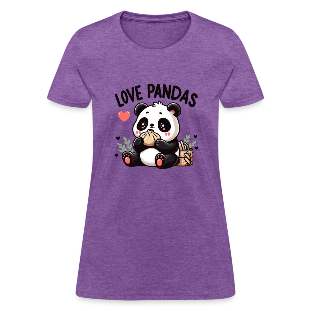 Love Pandas Women's Contoured T-Shirt - purple heather