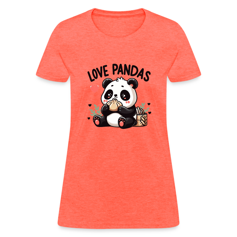 Love Pandas Women's Contoured T-Shirt - heather coral