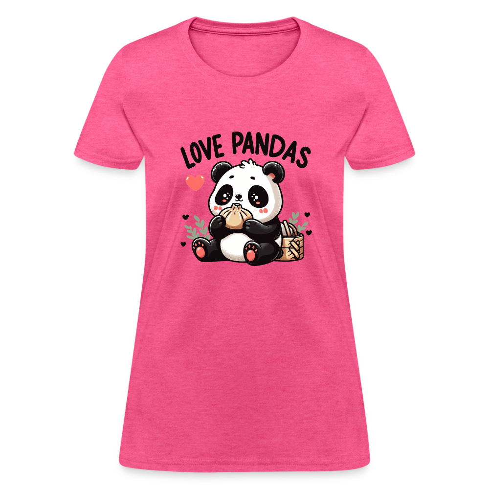 Love Pandas Women's Contoured T-Shirt - heather pink