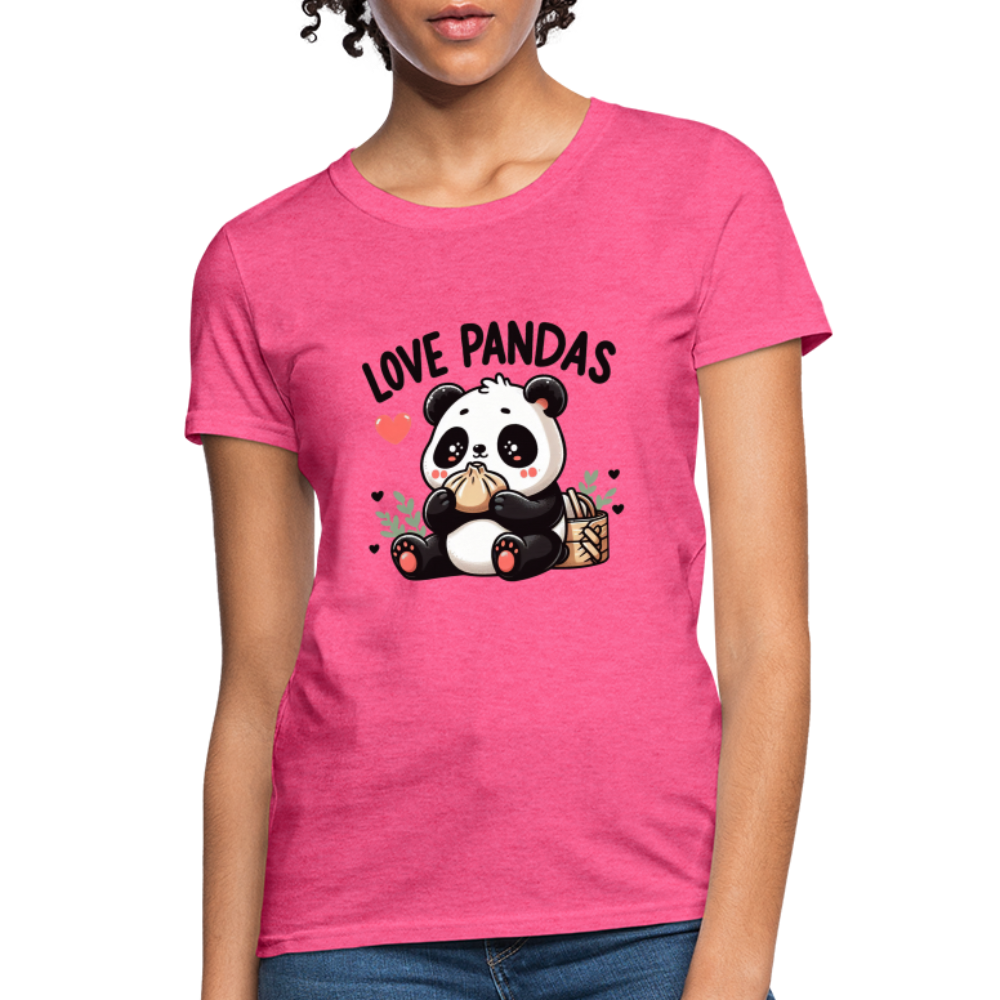 Love Pandas Women's Contoured T-Shirt - heather pink