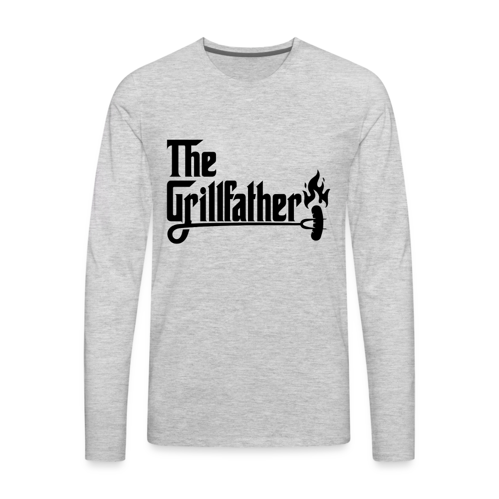 The Grillfather Men's Premium Long Sleeve T-Shirt (BBQ Dad Gilling) - heather gray