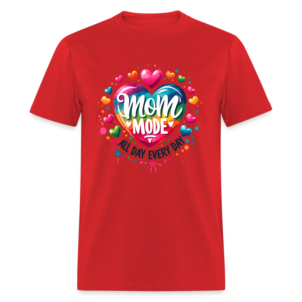 Mom Mode T-Shirt (All Day Every Day) - red