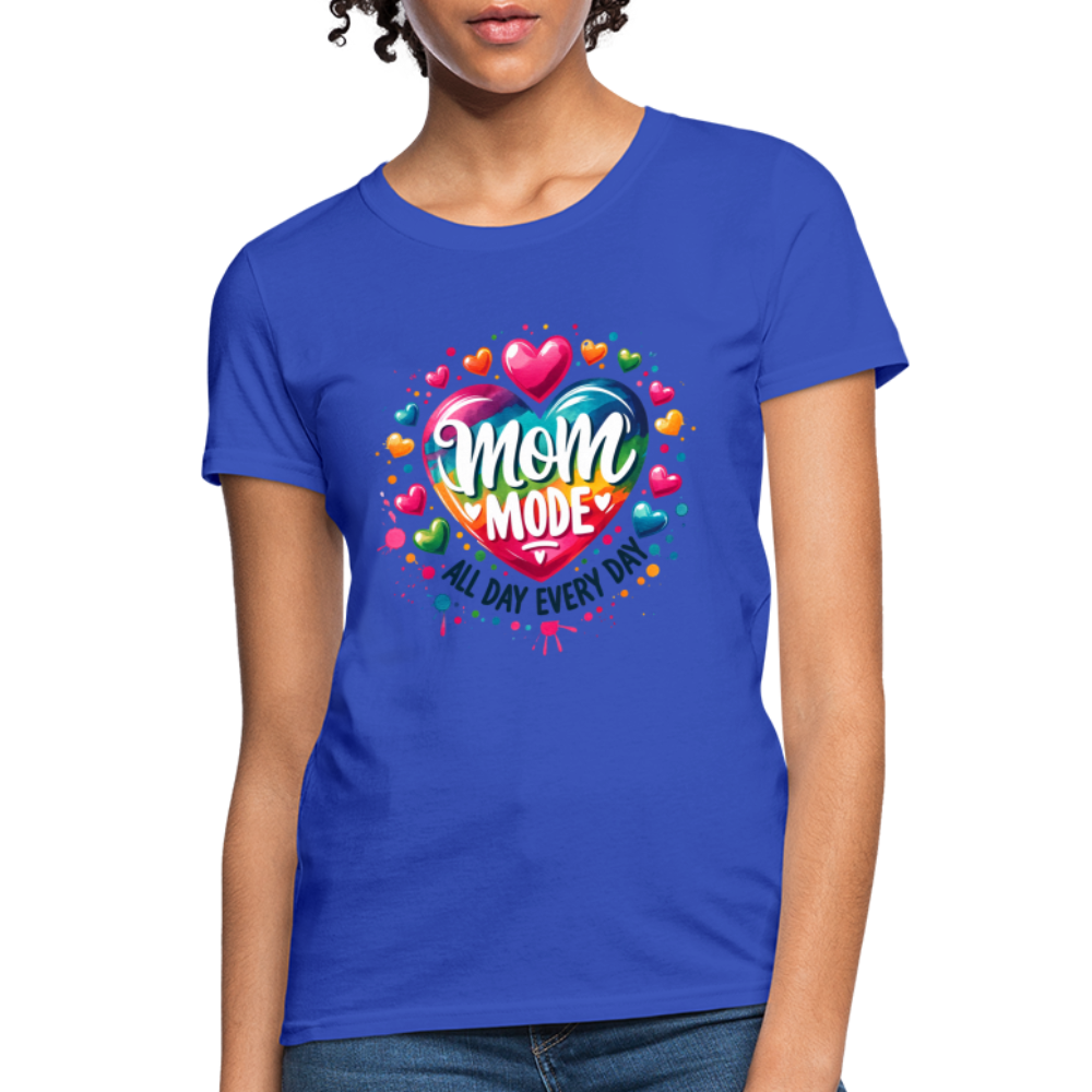 Mom Mode Women's Contoured T-Shirt (All Day Every Day) - royal blue