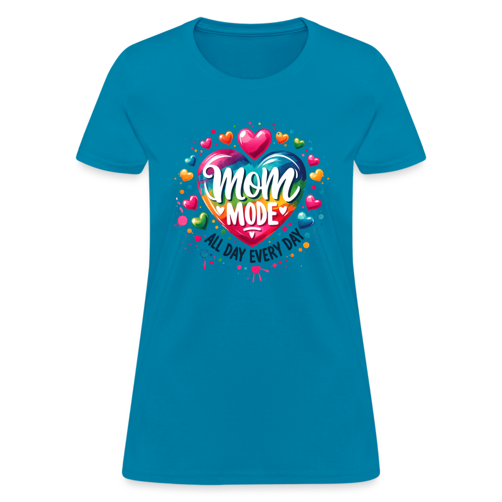 Mom Mode Women's Contoured T-Shirt (All Day Every Day) - turquoise