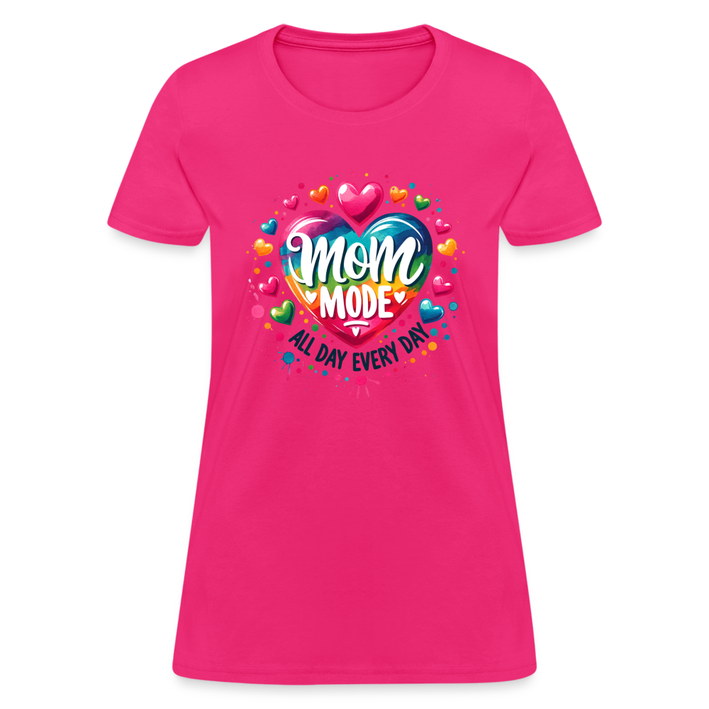 Mom Mode Women's Contoured T-Shirt (All Day Every Day) - fuchsia