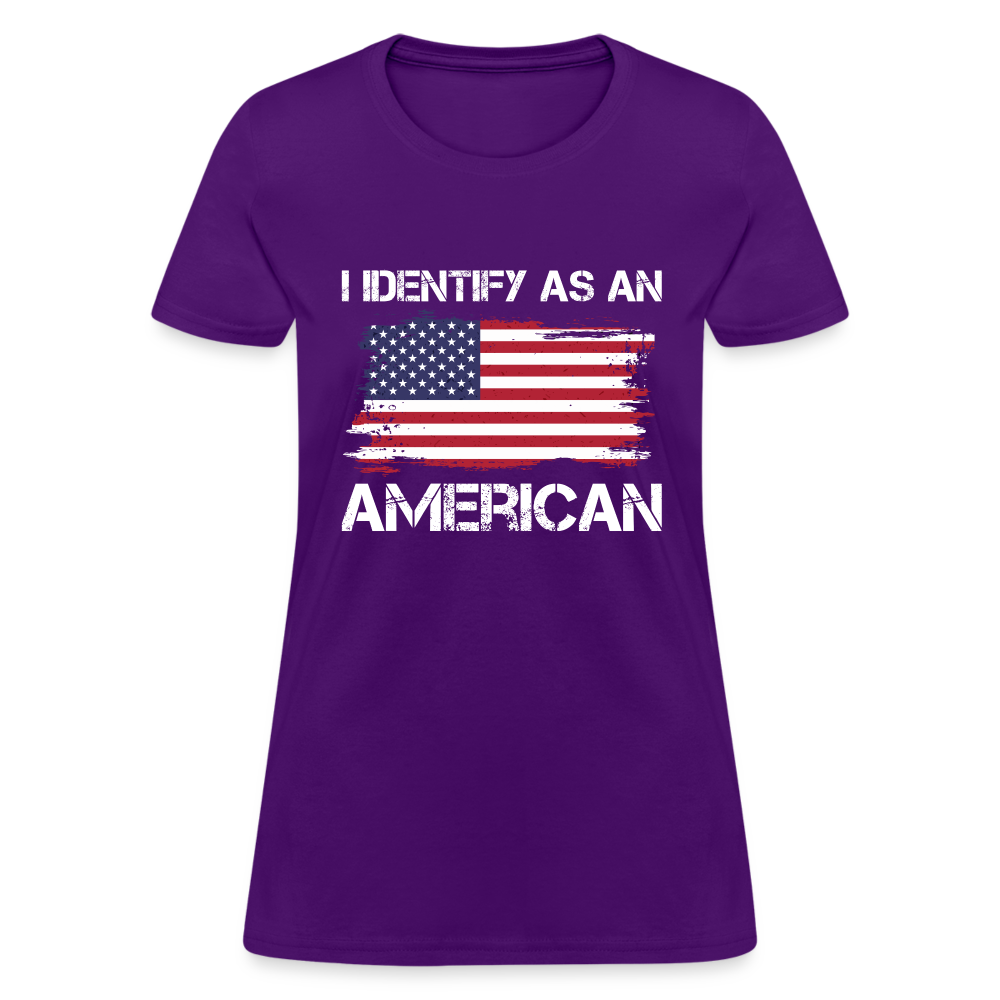 I Identify as an American Women's Contoured T-Shirt - purple