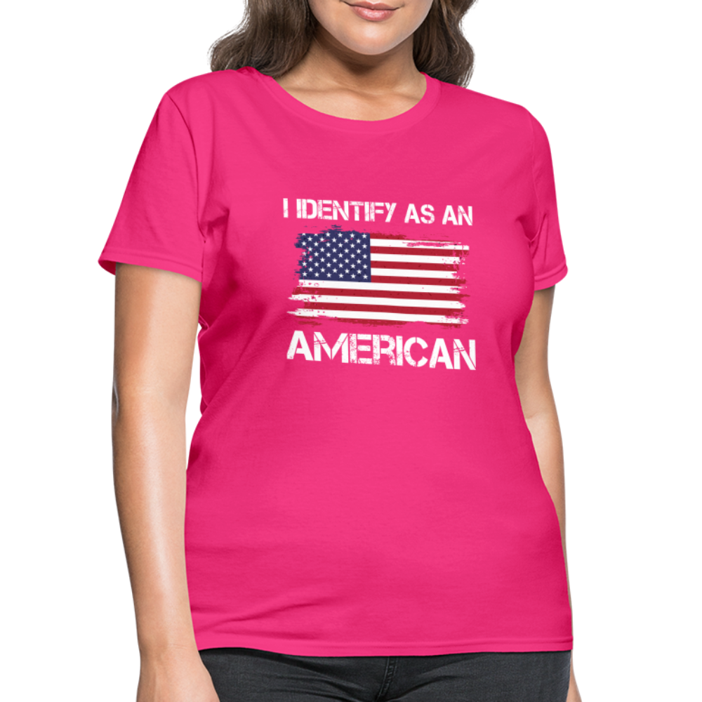 I Identify as an American Women's Contoured T-Shirt - fuchsia