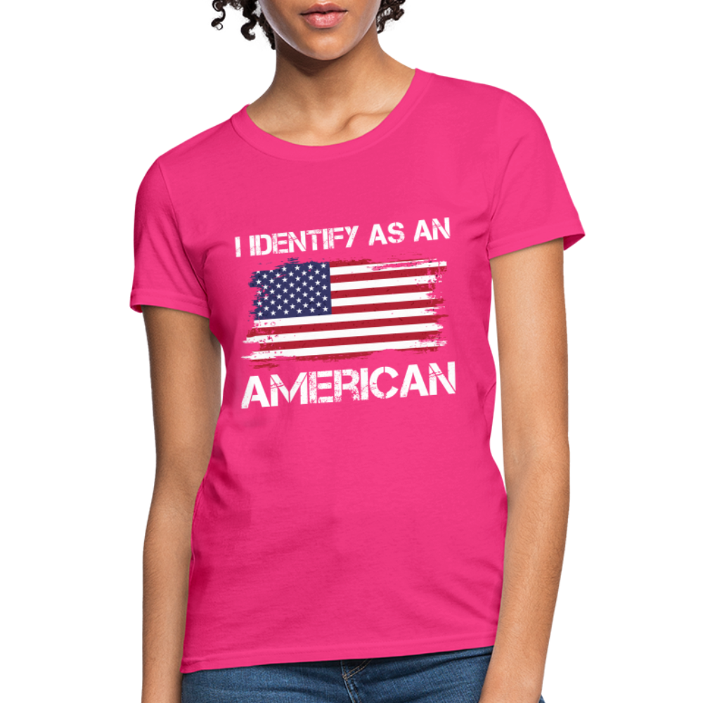 I Identify as an American Women's Contoured T-Shirt - fuchsia