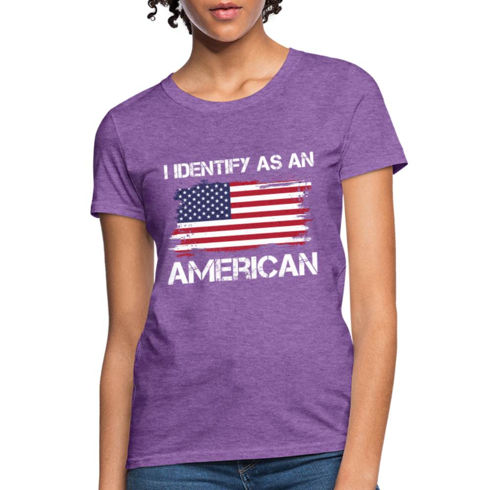 I Identify as an American Women's Contoured T-Shirt - purple heather