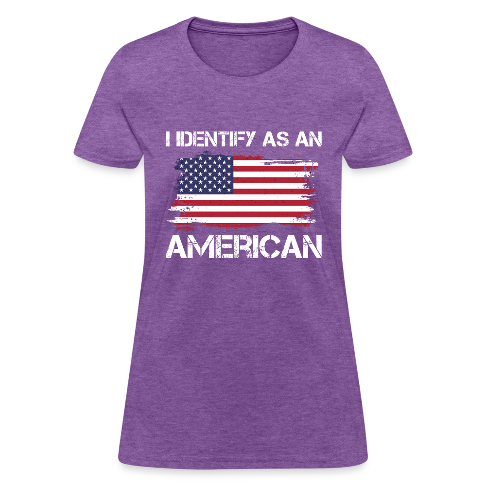 I Identify as an American Women's Contoured T-Shirt - purple heather