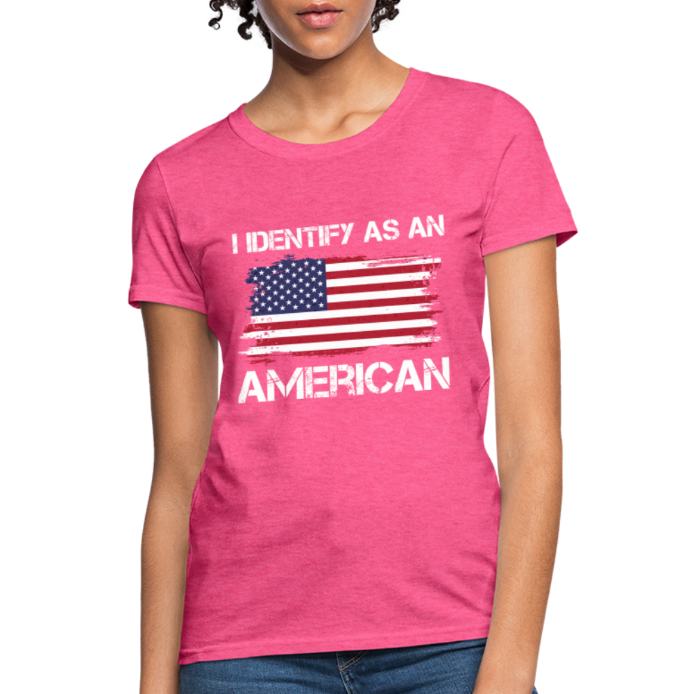 I Identify as an American Women's Contoured T-Shirt - heather pink