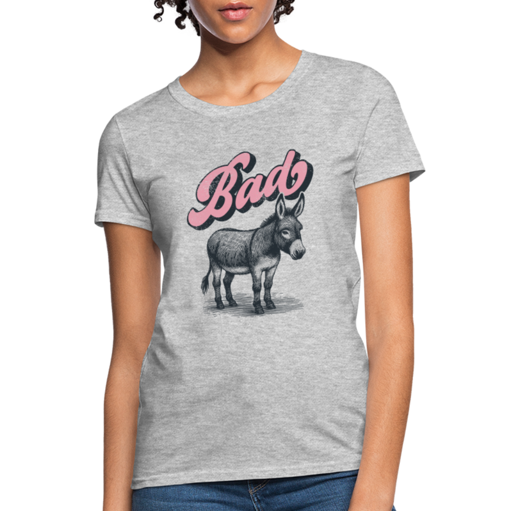 Funny Bad Ass (Donkey) Women's Contoured T-Shirt - heather gray
