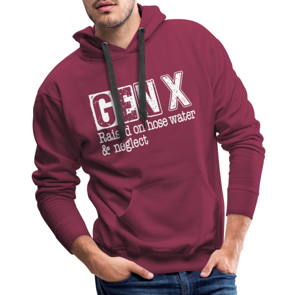 GEN X (Raised on hose water & neglect) Men’s Premium Hoodie - burgundy