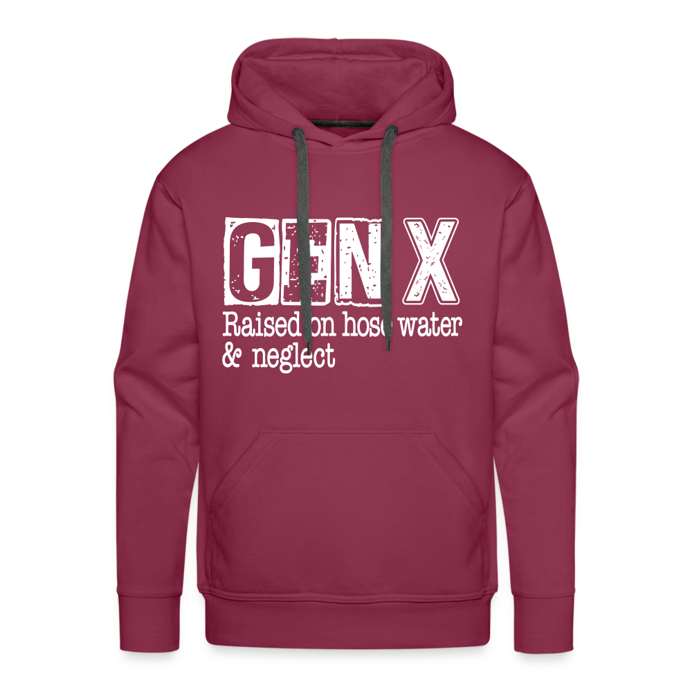 GEN X (Raised on hose water & neglect) Men’s Premium Hoodie - burgundy