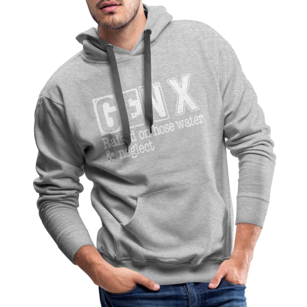 GEN X (Raised on hose water & neglect) Men’s Premium Hoodie - heather grey