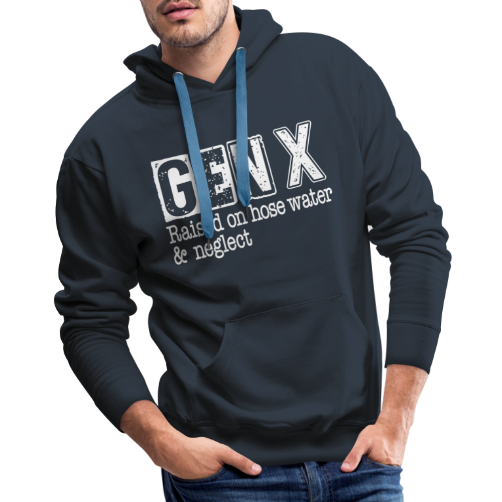 GEN X (Raised on hose water & neglect) Men’s Premium Hoodie - navy