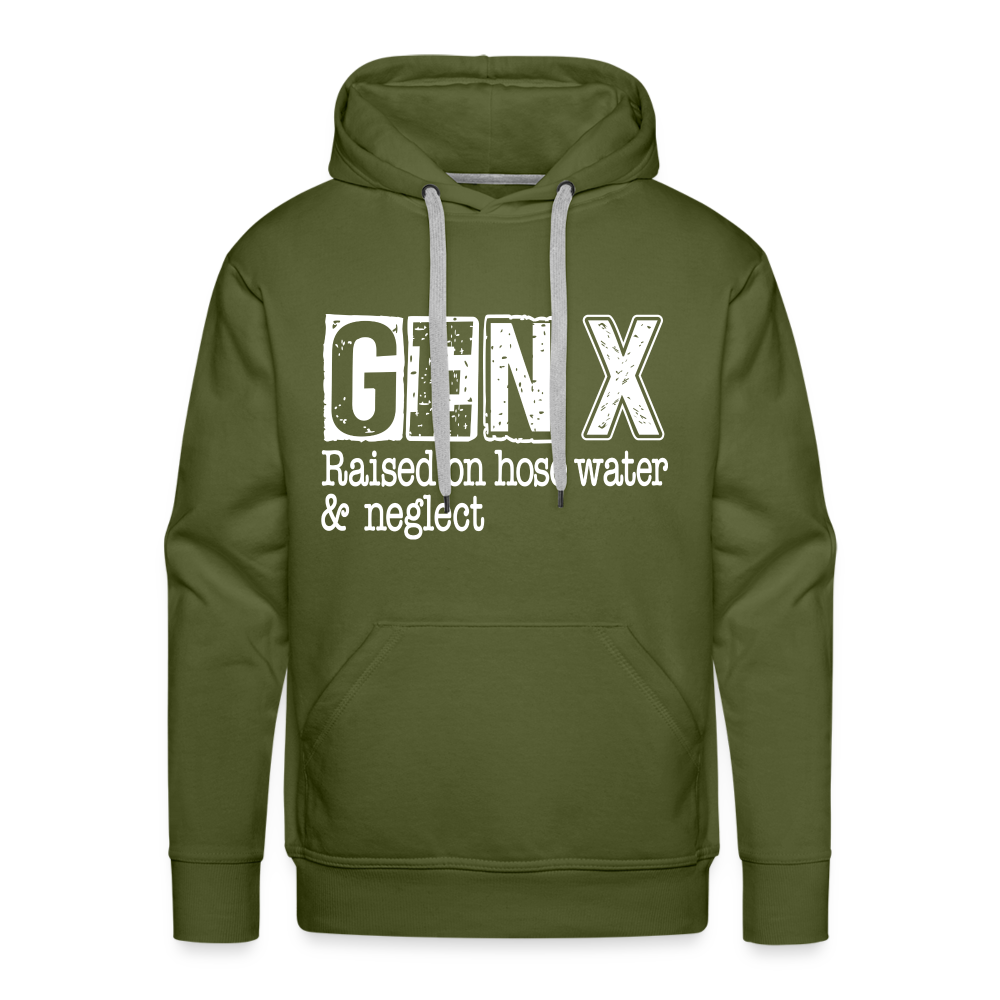 GEN X (Raised on hose water & neglect) Men’s Premium Hoodie - olive green