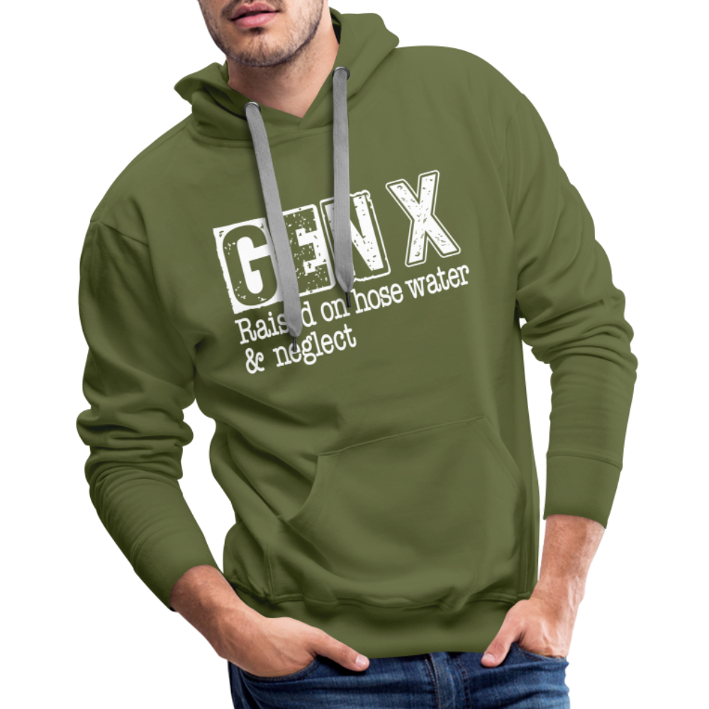 GEN X (Raised on hose water & neglect) Men’s Premium Hoodie - olive green