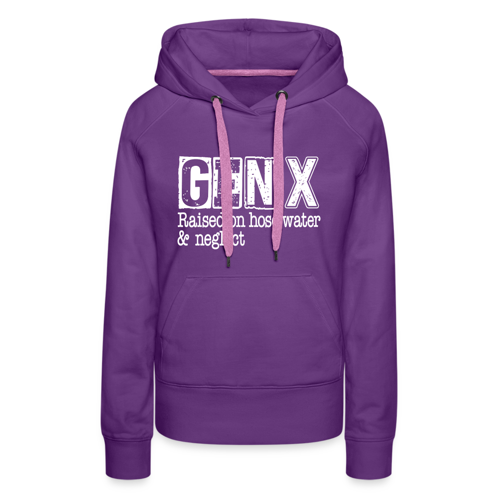 GEN X (Raised on hose water & neglect) Women’s Premium Hoodie - purple 