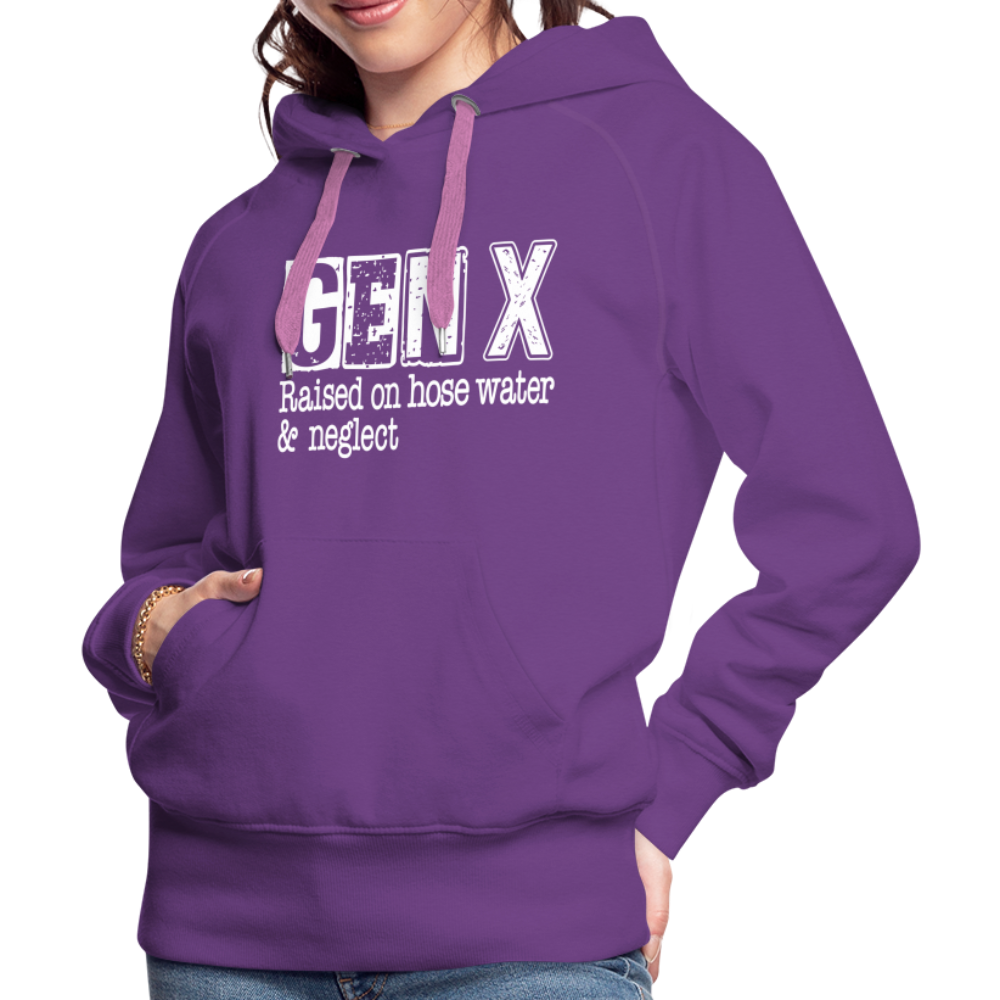 GEN X (Raised on hose water & neglect) Women’s Premium Hoodie - purple 