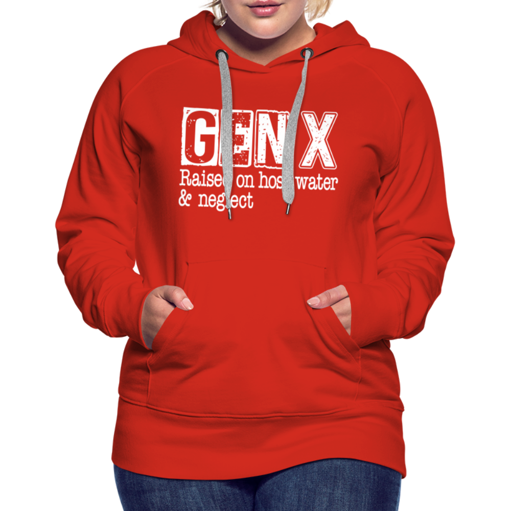 GEN X (Raised on hose water & neglect) Women’s Premium Hoodie - red