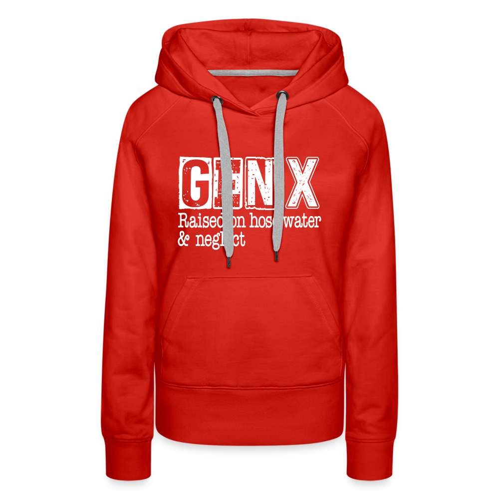 GEN X (Raised on hose water & neglect) Women’s Premium Hoodie - red