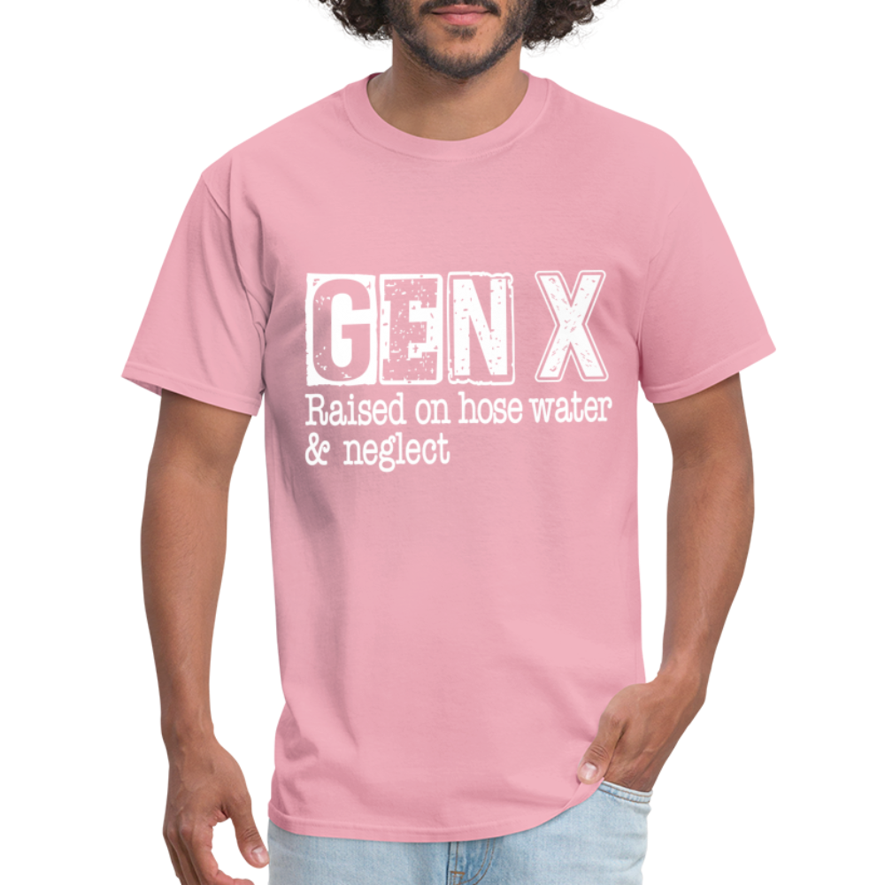 GEN X (Raised on hose water & neglect) T-Shirt - pink