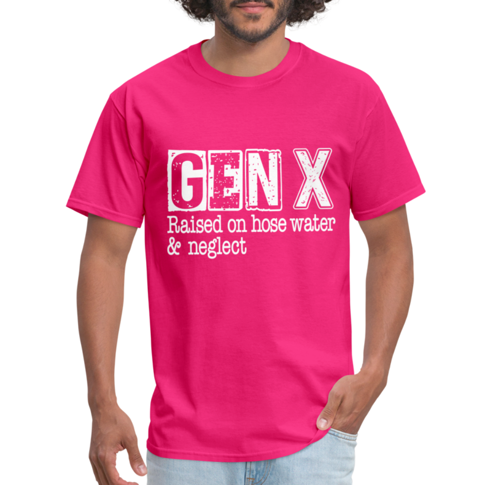 GEN X (Raised on hose water & neglect) T-Shirt - fuchsia