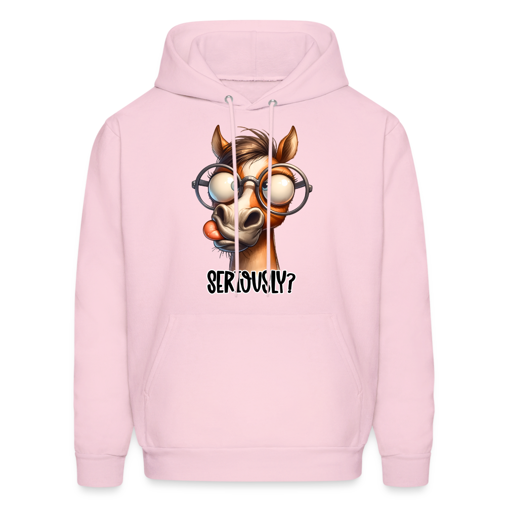 Funny Horse Says Seriously? - Hoodie - pale pink