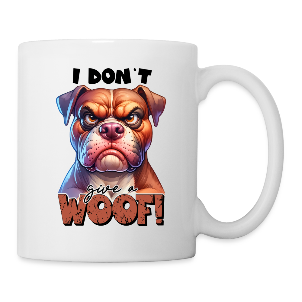 I Don't Give a Woof (Grumpy Dog with Attitude) Coffee Mug - white